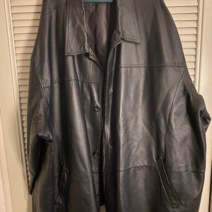 6x Mens Big and Tall Harbor Bay 3/4 Length Black Leather Jacket